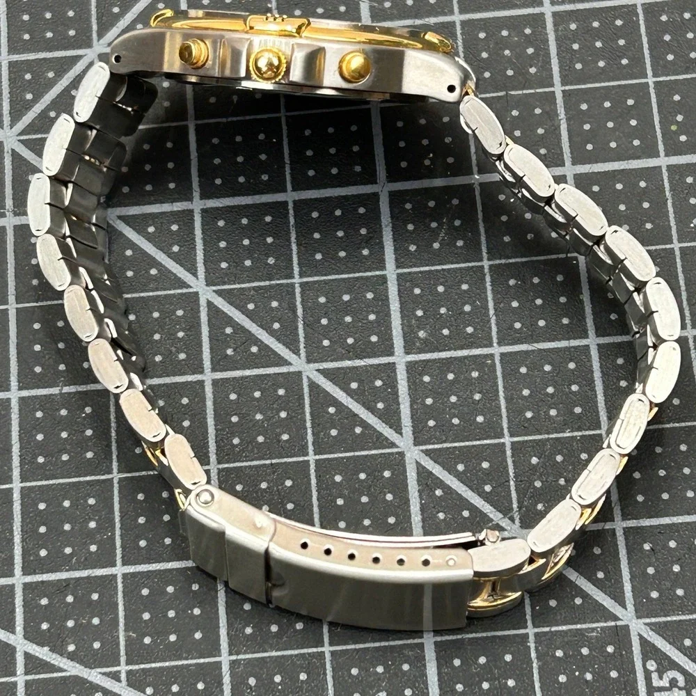 Sweda Chronograph Watch Mens Black Dial‎ Two Tone Stainless Steel Japan Movement